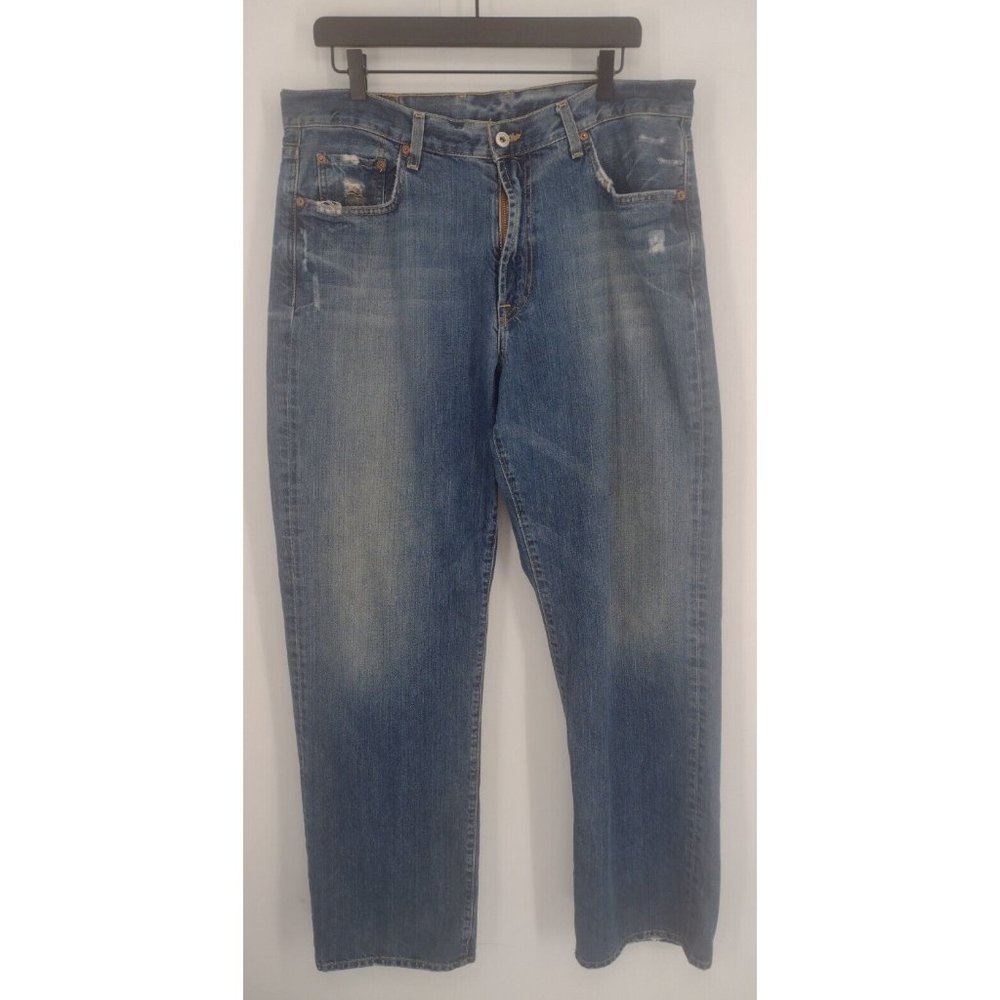 Lucky Brand Dungarees 181 Lowrise Bootleg Distressed Medium Wash Jeans Mens 36